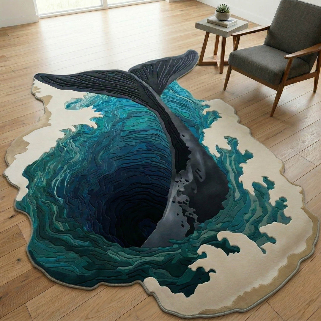 Alfombra de Área de Forma Personalizada de Ballena Mística