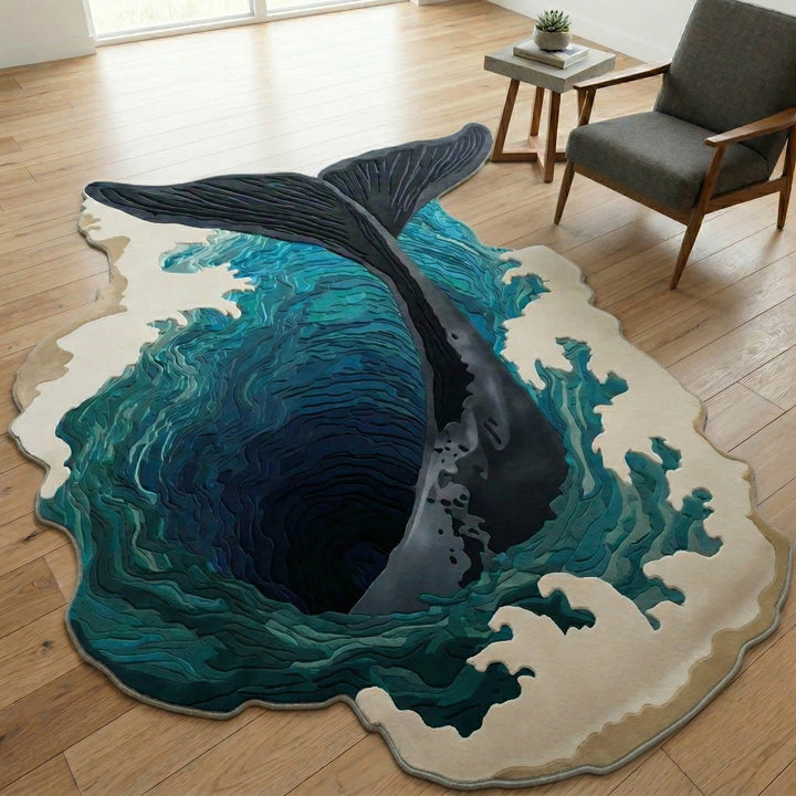 Alfombra de Área de Forma Personalizada de Ballena Mística