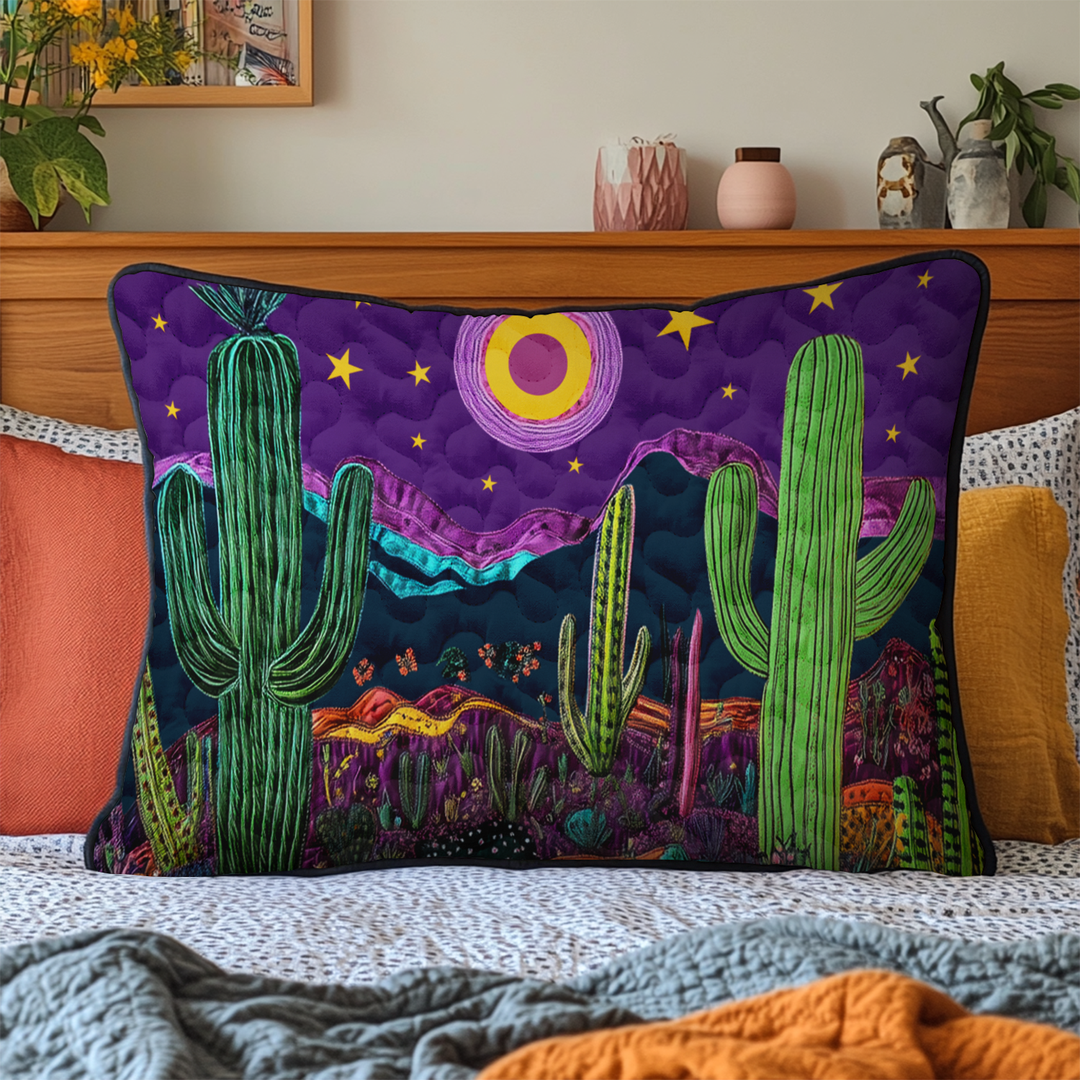 Funda de Almohada de Cama Acolchada Saguaro Glow