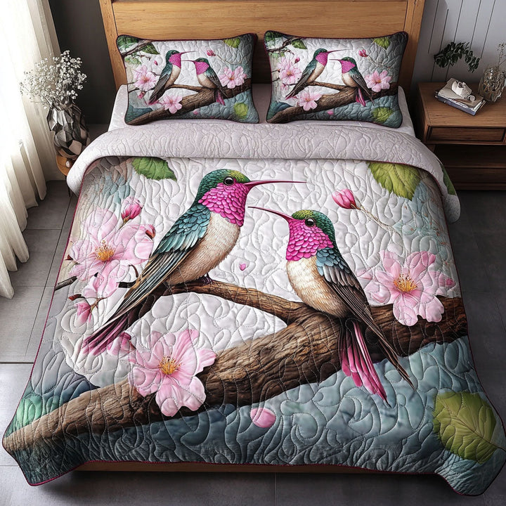 Conjunto de Ropa de Cama Acolchado de 3 Piezas Hummingbird