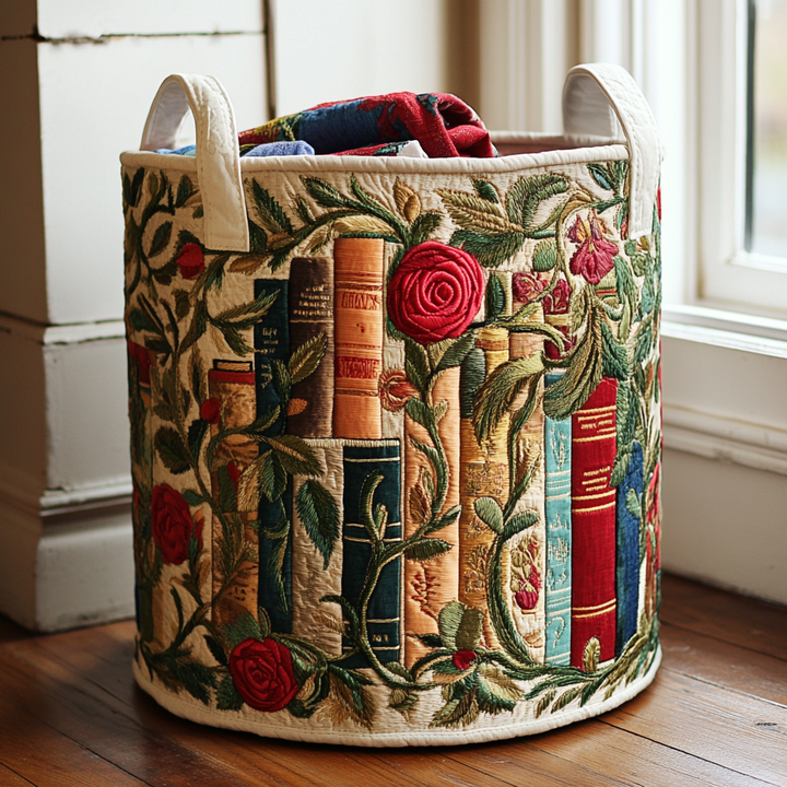 Cesta de Ropa de Libros de Naturaleza con Acolchado