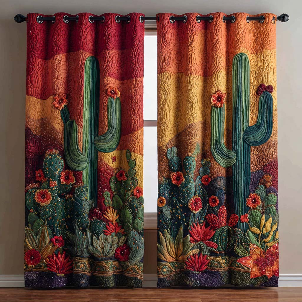 Cortinas Acolchadas Cactus Ember al Atardecer