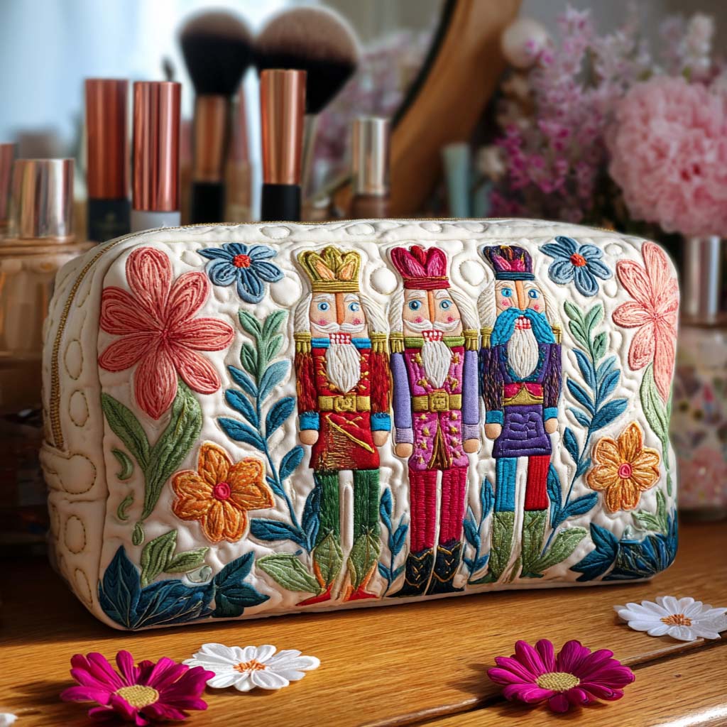 Bolsa de Maquillaje Acolchada con Encanto de Cascanueces