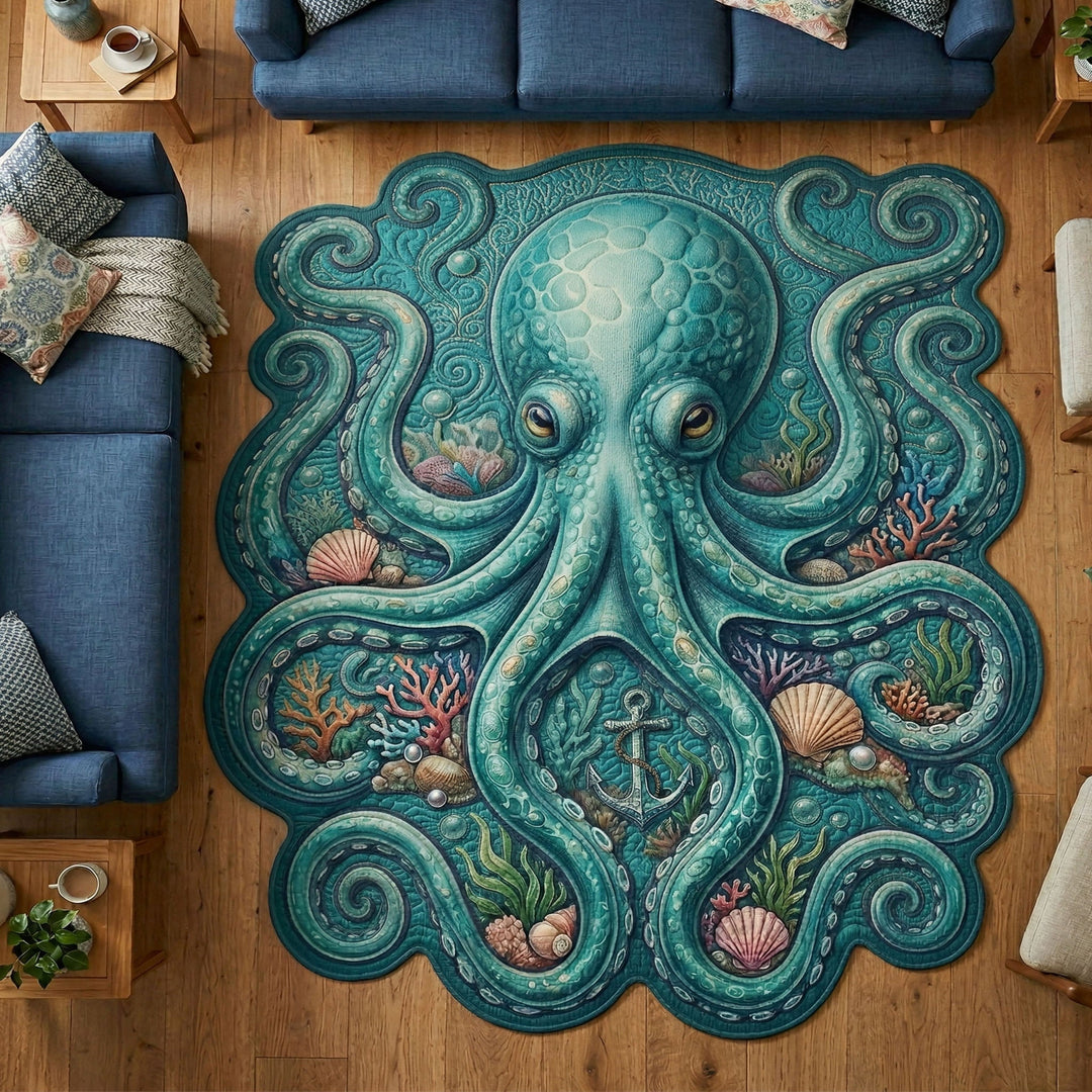 Alfombra de Área en Forma Personalizada de Pulpo Oceánico