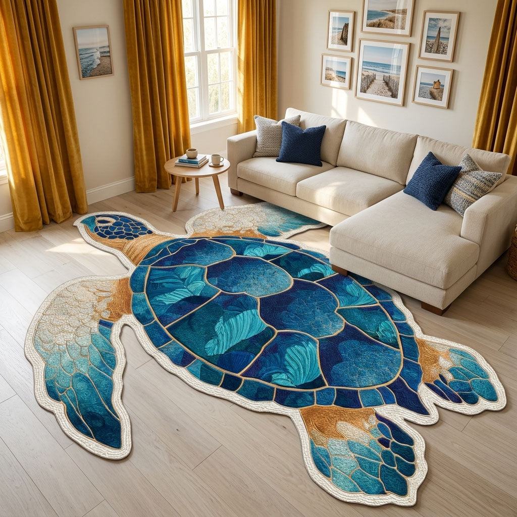 Alfombra de Área en Forma Personalizada de Tortuga Marina