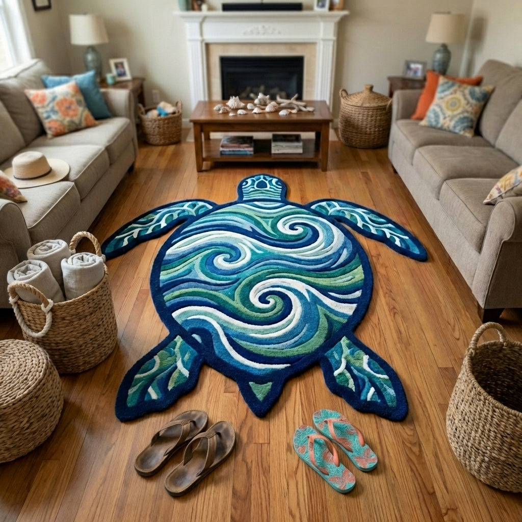Alfombra de Área en Forma Personalizada de Tortuga Marina