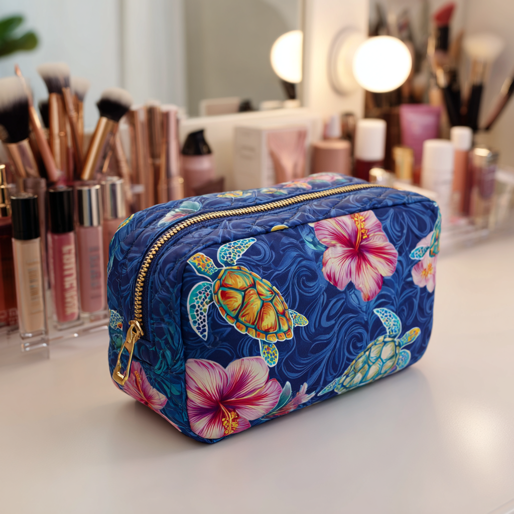 Bolsa de Maquillaje Acolchada de Tortuga Marina