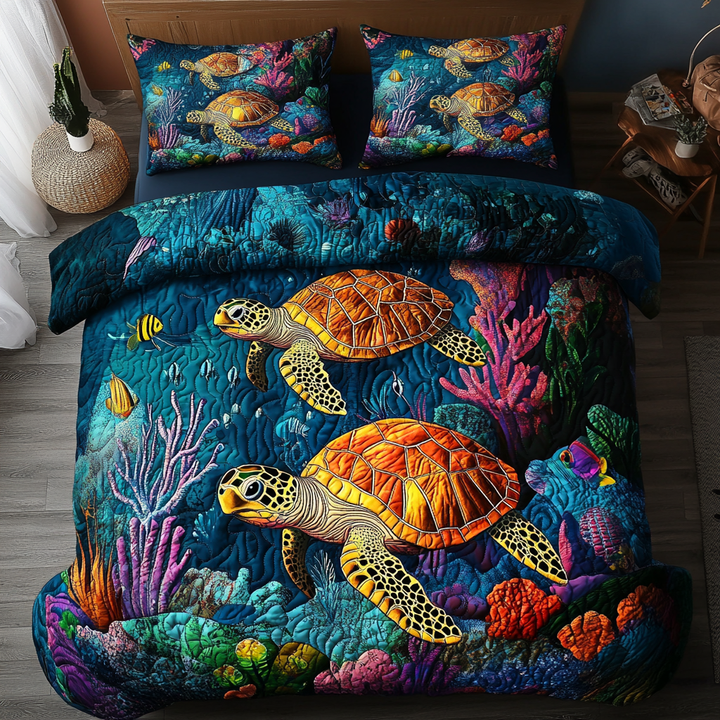 Juego de Ropa de Cama Acolchada de 3 Piezas Ocean Wanderer