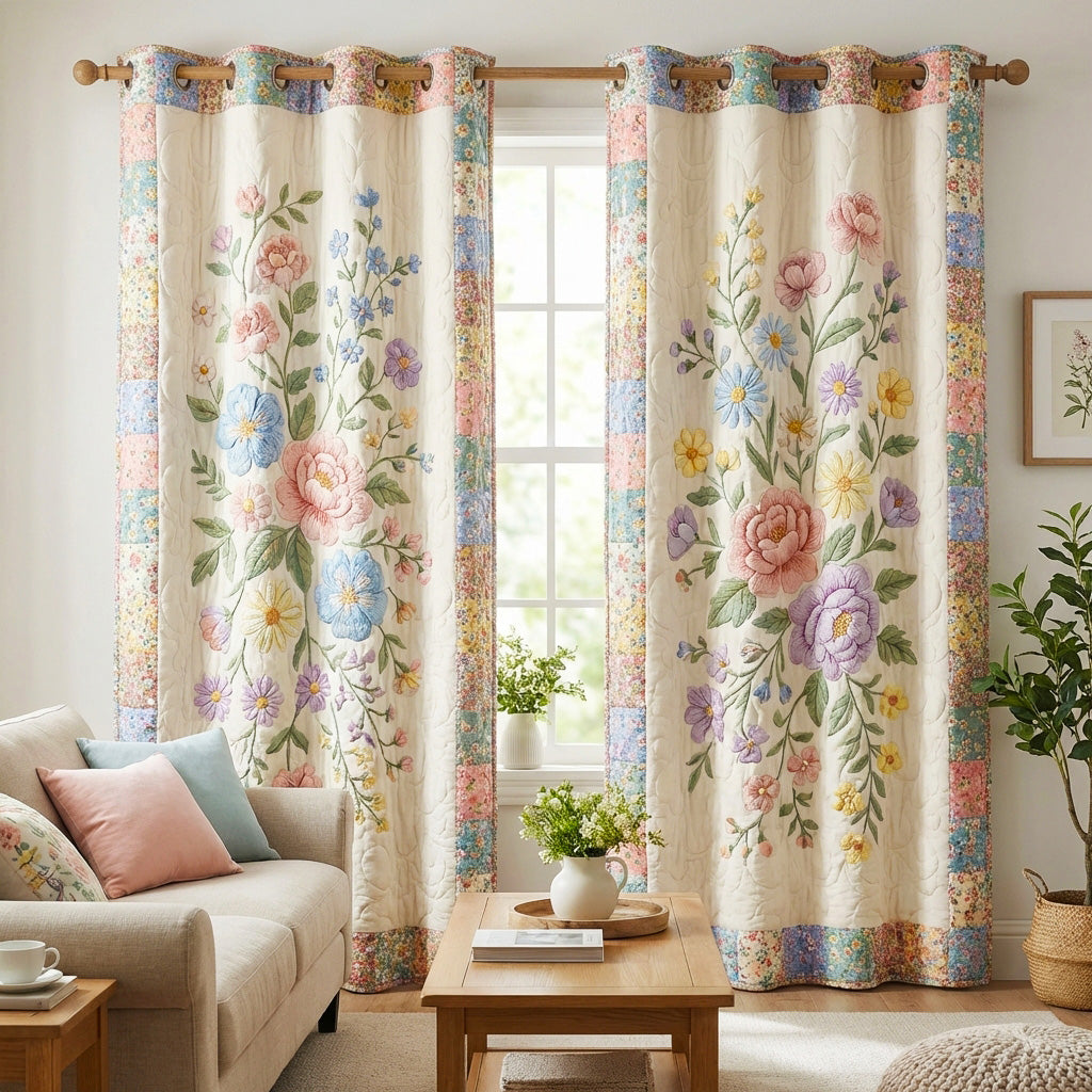 Cortinas Acolchadas Jardín Pastel