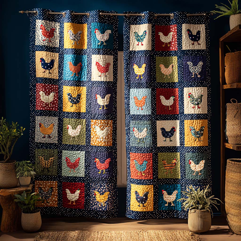 Cortinas de Cuadrícula de Pollo de Patchwork