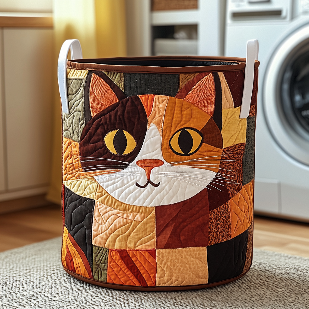 Cesta de Ropa Acolchada de Gato Manchado