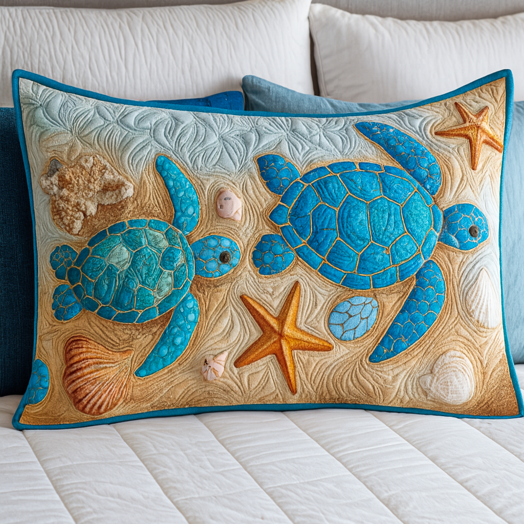 Funda de Almohada de Edredón Acolchado en la Cove de Tortuga Pacífica