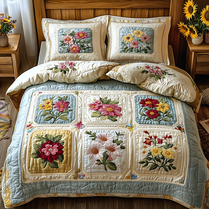 Conjunto de Ropa de Cama Acolchado de 3 Piezas Petal Dreams