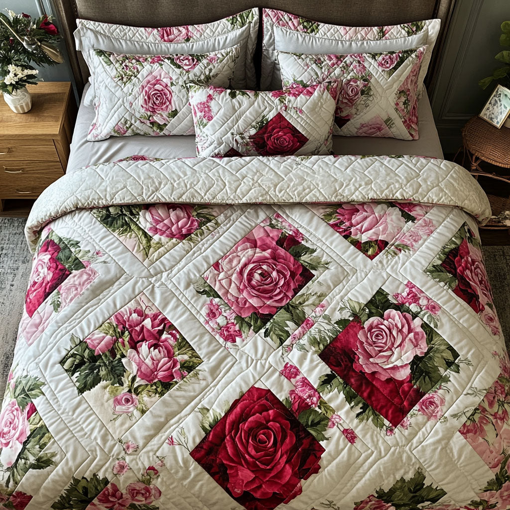Juego de Ropa de Cama Acolchado de 3 Piezas Petal Patch