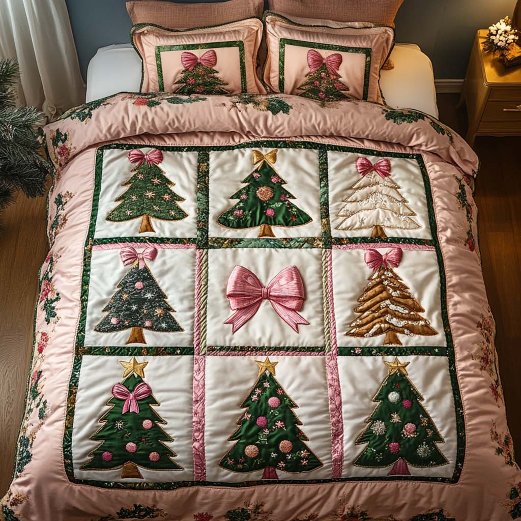 Juego de Ropa de Cama Acolchado de 3 Piezas Elegancia Rosa