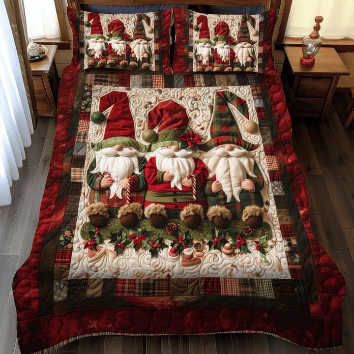 Juego de Ropa de Cama Acolchado de Gnomo Navideño