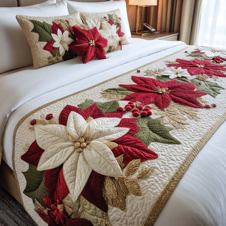 Caminito de Cama de Navidad con Poinsettias