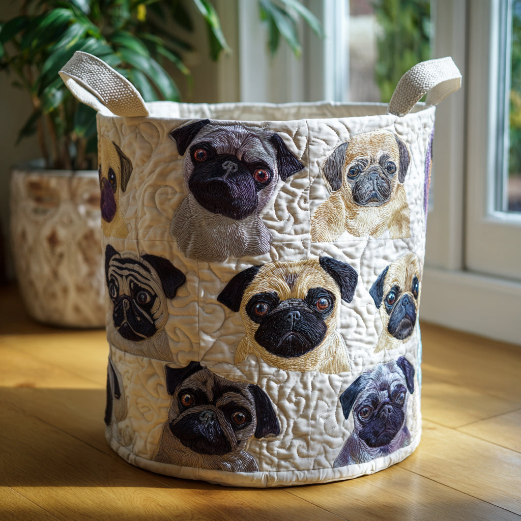 Cesta de Ropa Acolchada de Pug