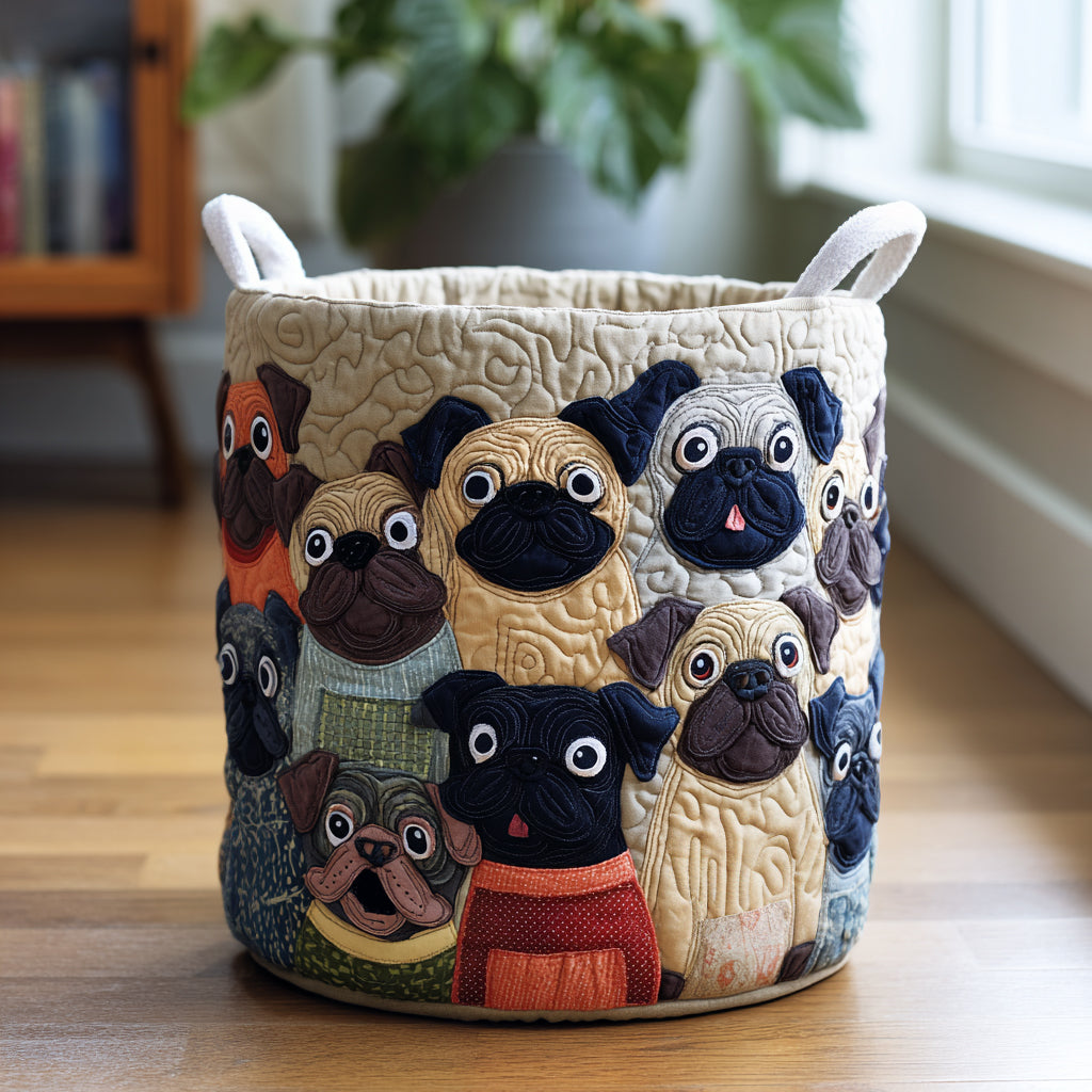 Cesta de Ropa Acolchada con Espíritu de Pug