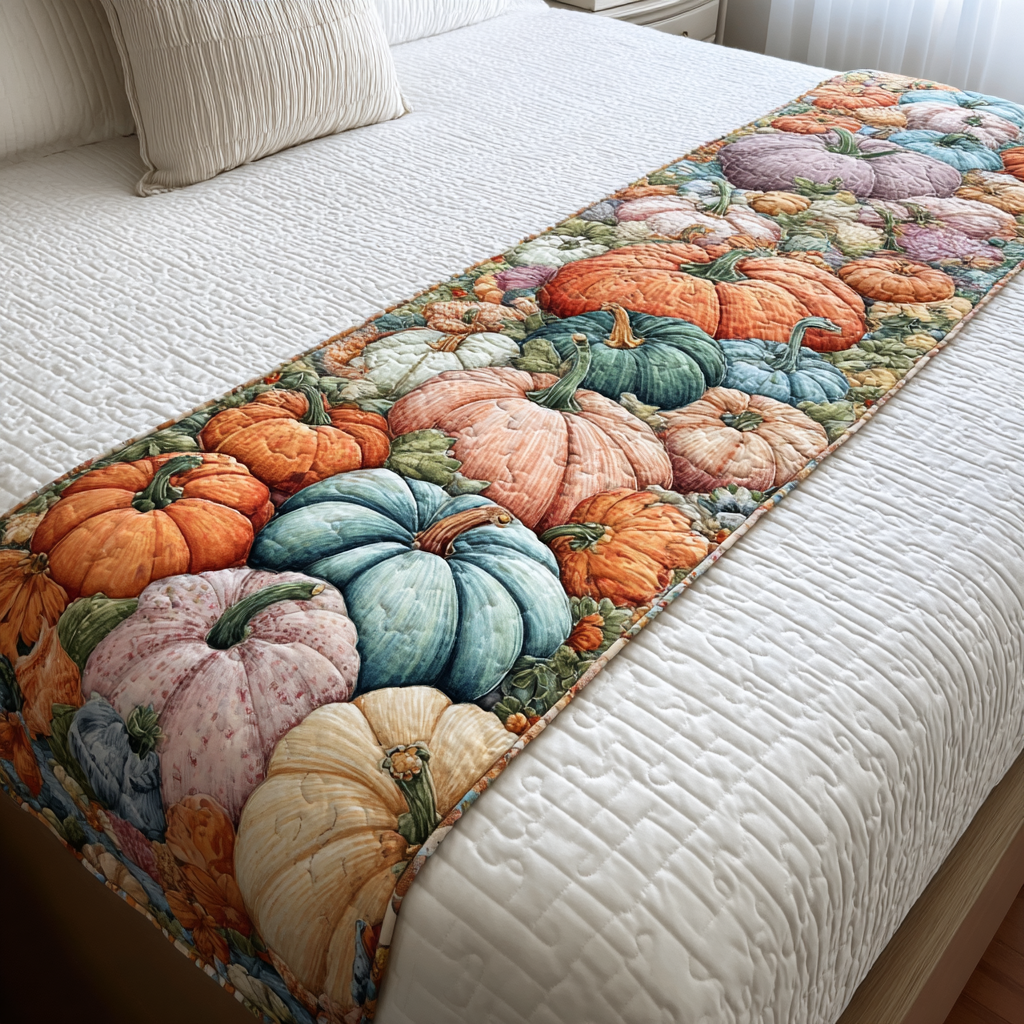 Caminito de Cama Acolchado con Encanto de Calabaza