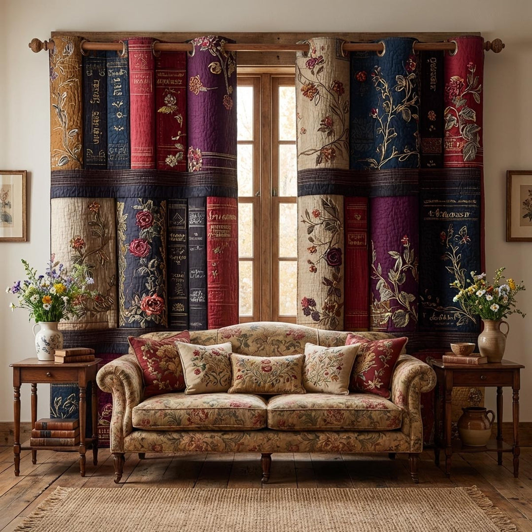 Cortinas Acolchadas para Biblioteca Tranquila