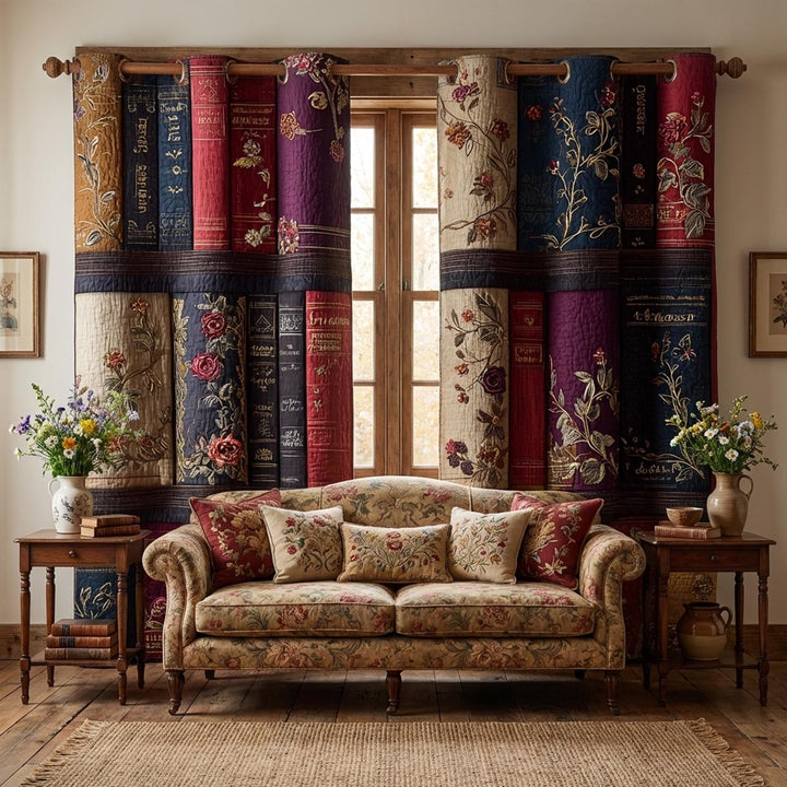 Cortinas Acolchadas para Biblioteca Tranquila
