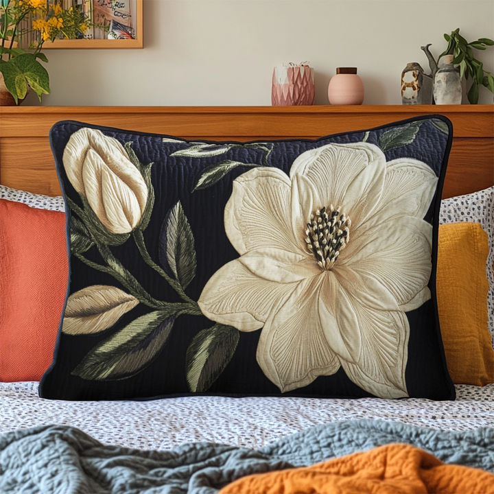 Funda de Almohada de Cama Acolchada Elegancia de Pétalos