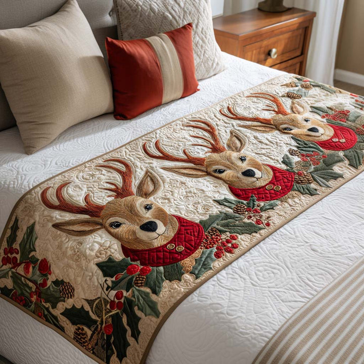 Caminito de Cama Acolchado con Cardenales Rojos