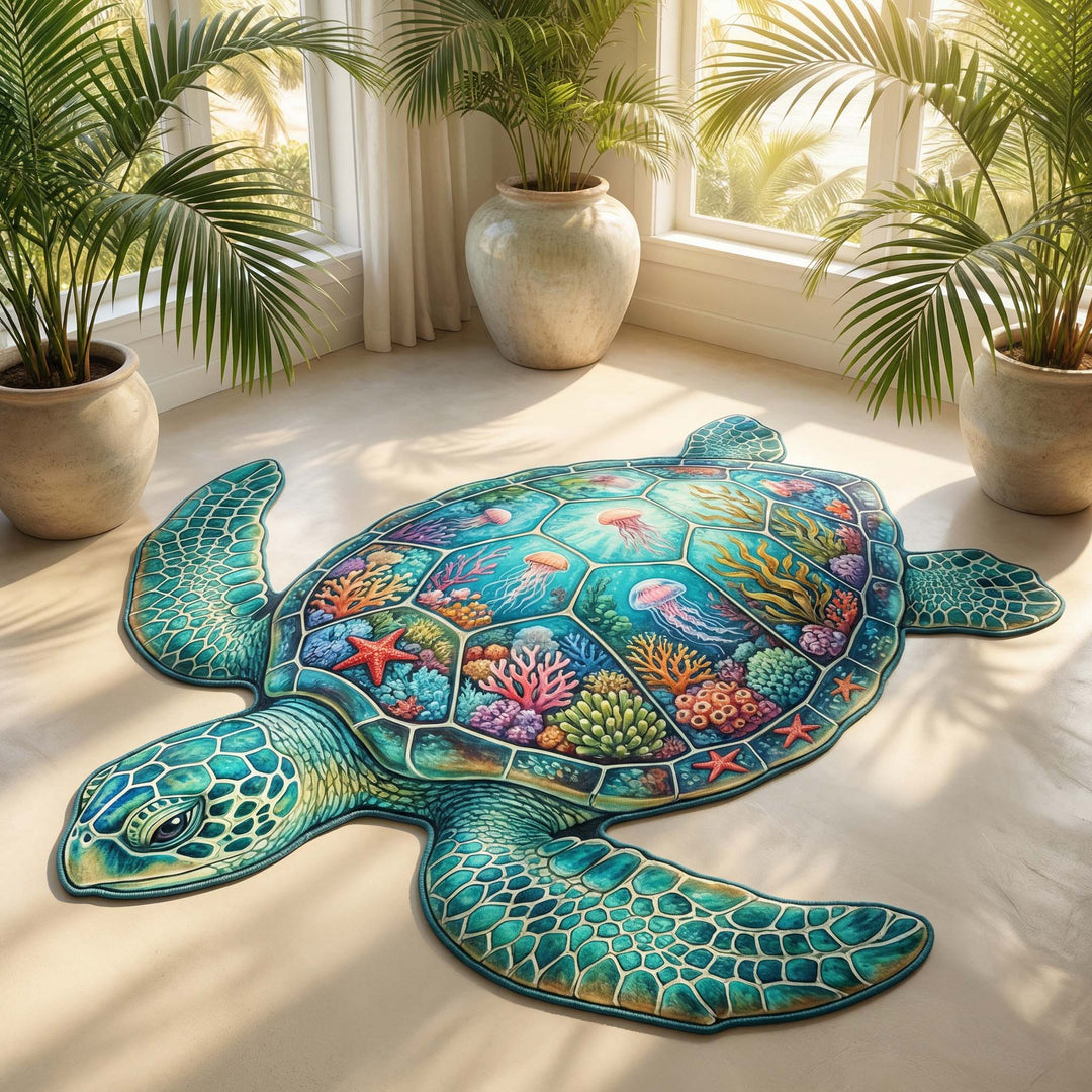 Alfombra de Área de Forma Personalizada Tortuga de Arrecife