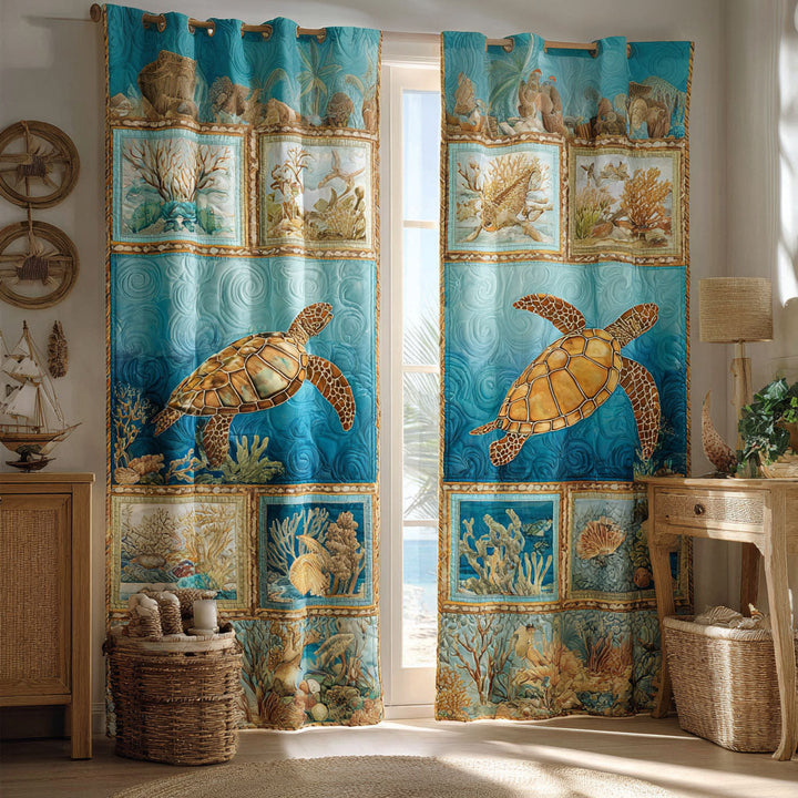 Cortinas Acolchadas de Historia de Tortuga de Arrecife