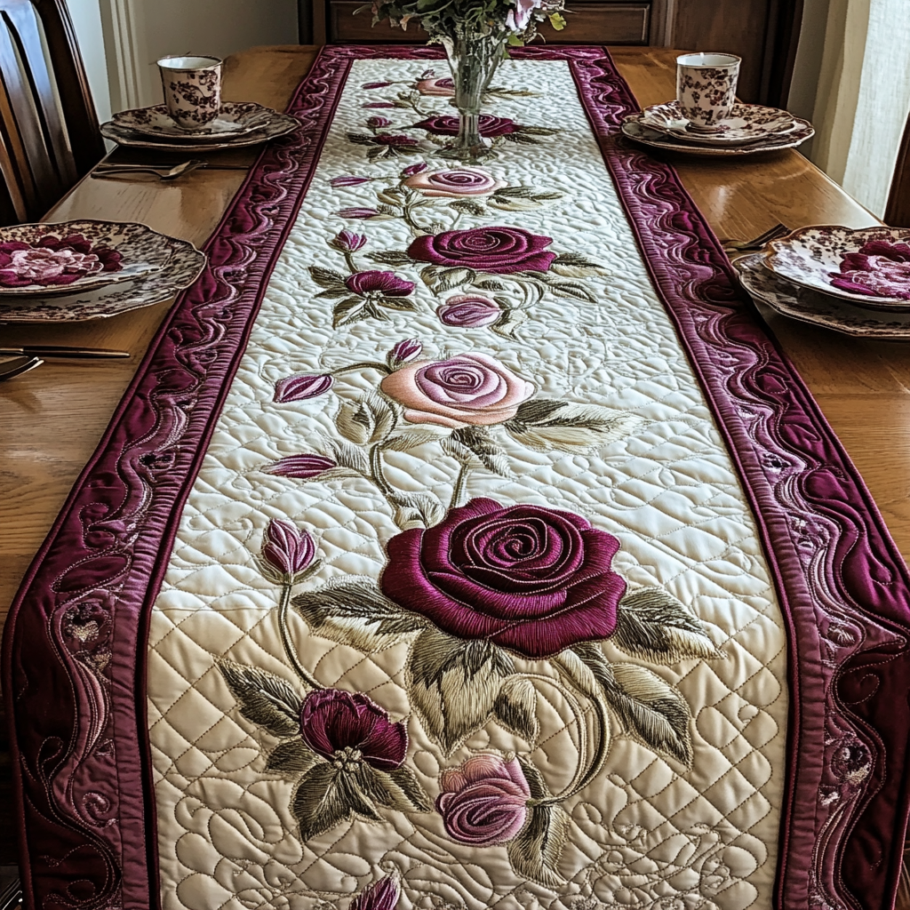 Caminito de Mesa Acolchado Jardín de Rosas
