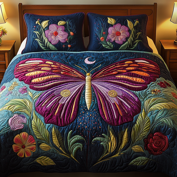 Juego de Ropa de Cama Acolchada Mariposa