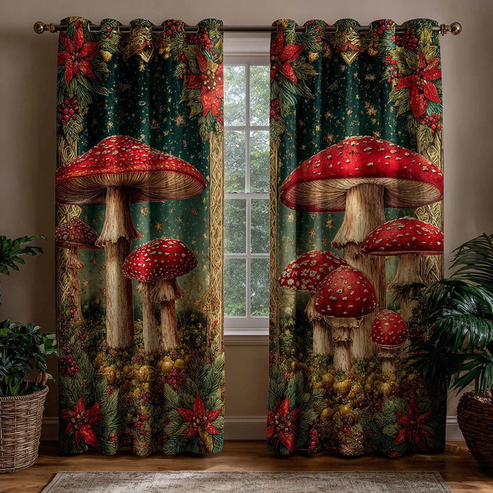 Cortinas Acolchadas de Setas Rojas