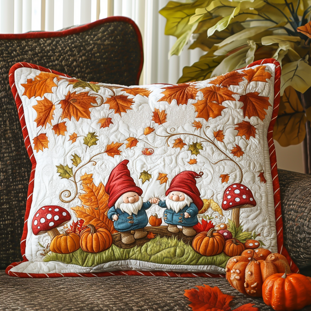 Funda de Almohada de Colcha de Gnomos Rústicos