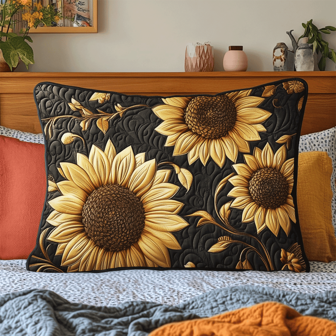 Funda de Almohada Acolchada de Girasol Rústico