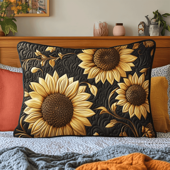 Funda de Almohada Acolchada de Girasol Rústico