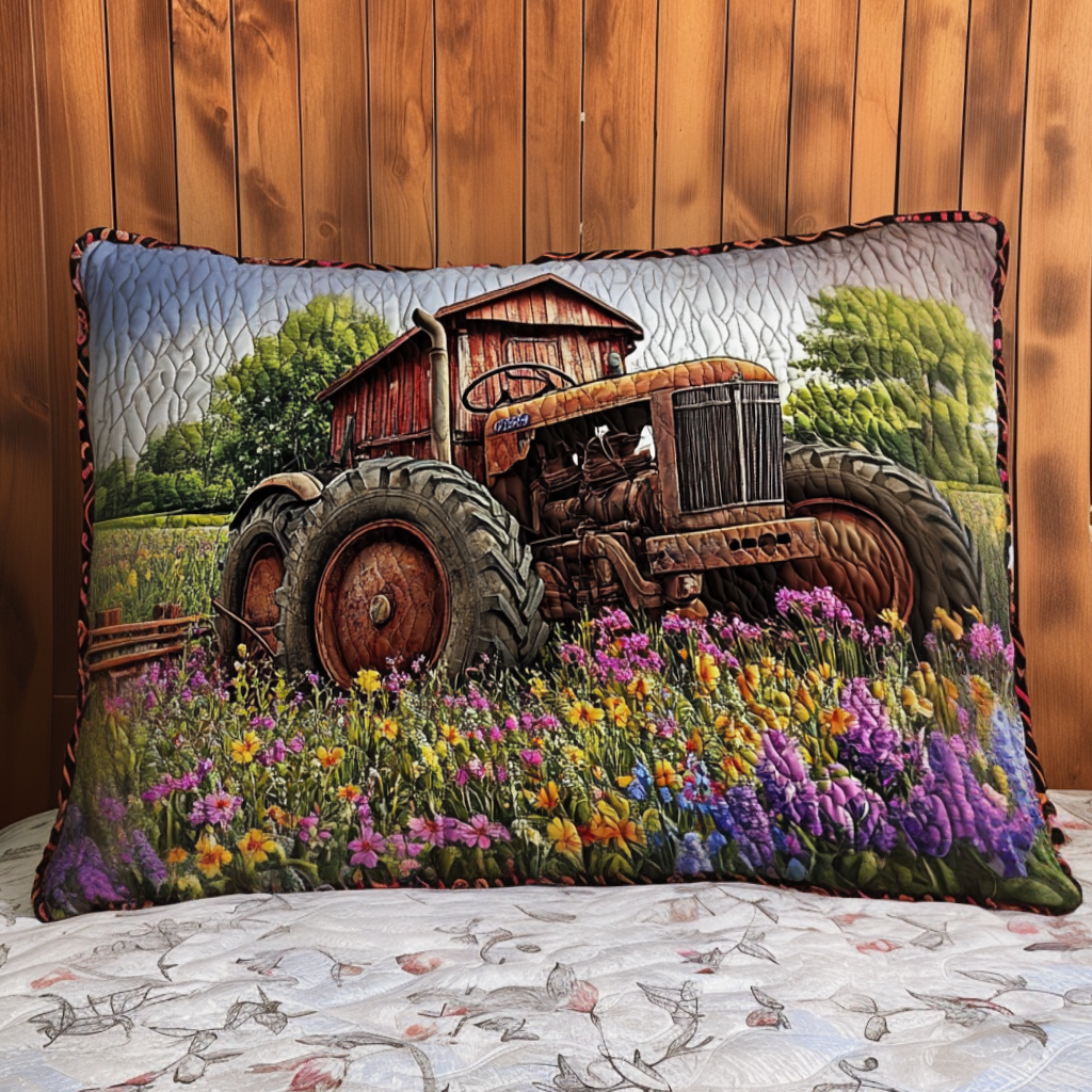 Funda de Almohada Acolchada de Tractor Rústico