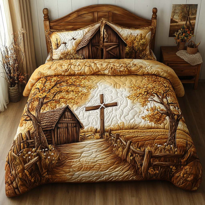 Juego de Ropa de Cama Acolchada de 3 Piezas Cross