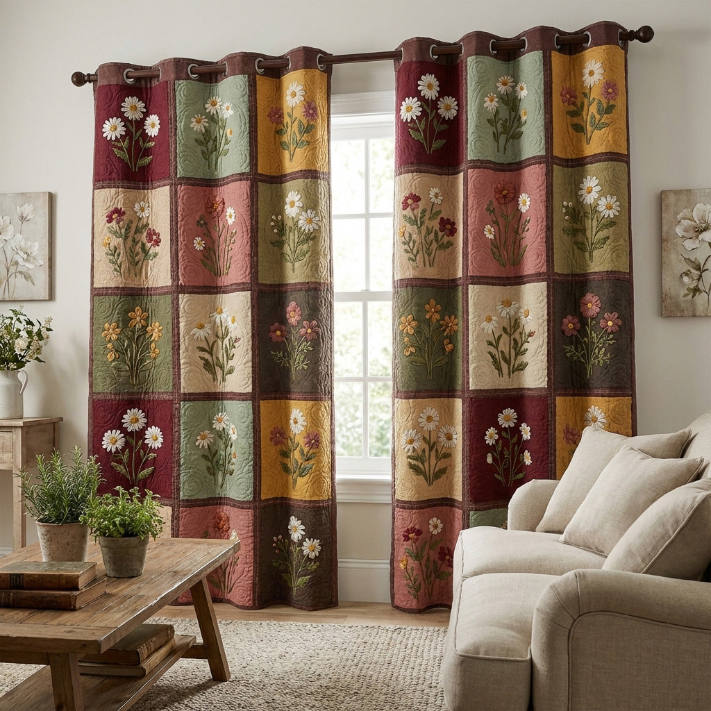 Cortinas de Parchwork Rústicas Acolchadas