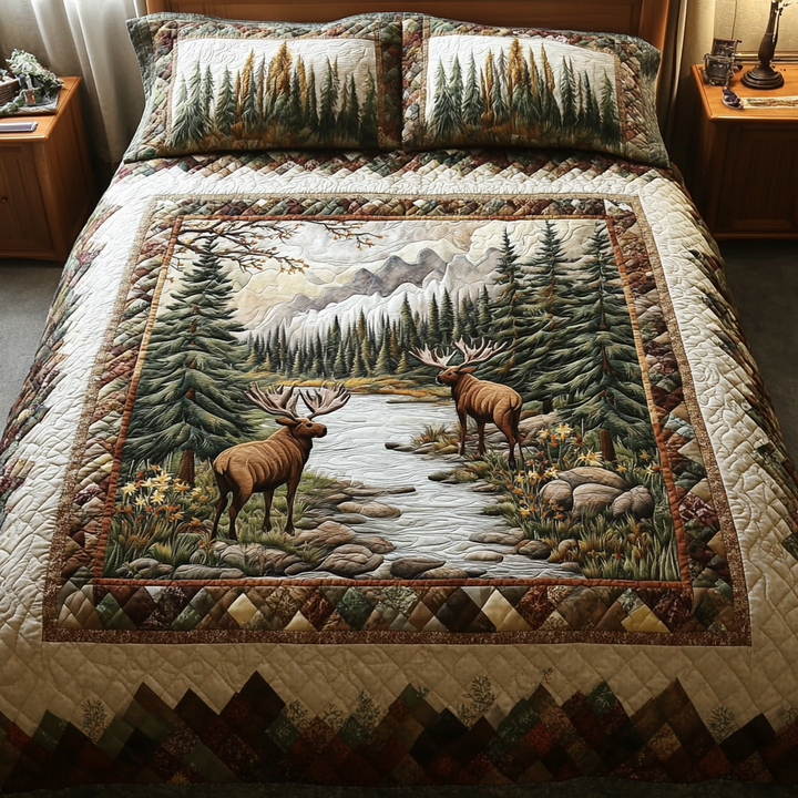 Juego de Ropa de Cama Acolchado Rústico Serenidad de 3 Piezas