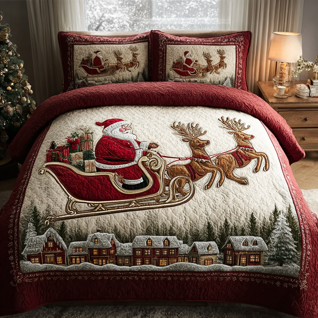 Juego de Ropa de Cama Acolchada Santa Dream de 3 Piezas