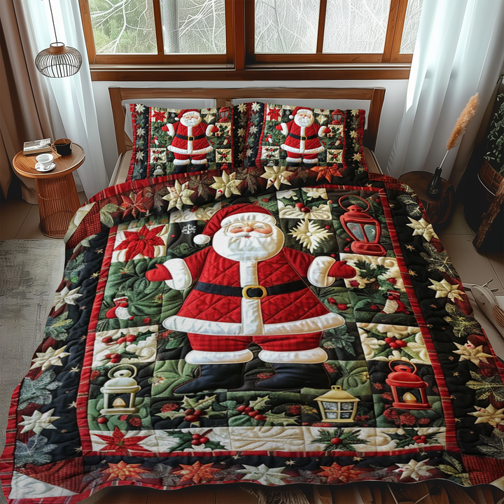 Juego de Ropa de Cama Acolchado de 3 Piezas de Santa