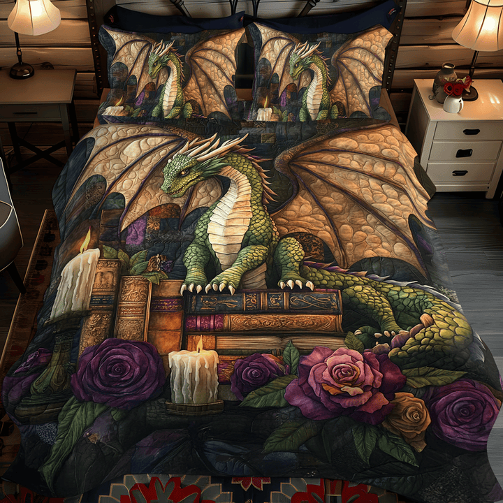 Juego de Ropa de Cama Acolchado de 3 Piezas Dragón