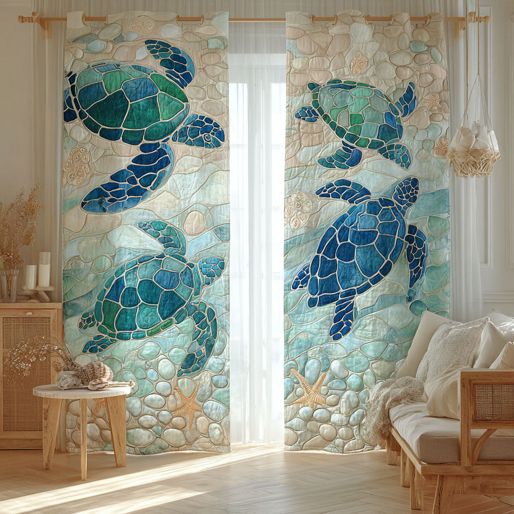 Cortinas Acolchadas de Tortugas de Piedra del Mar