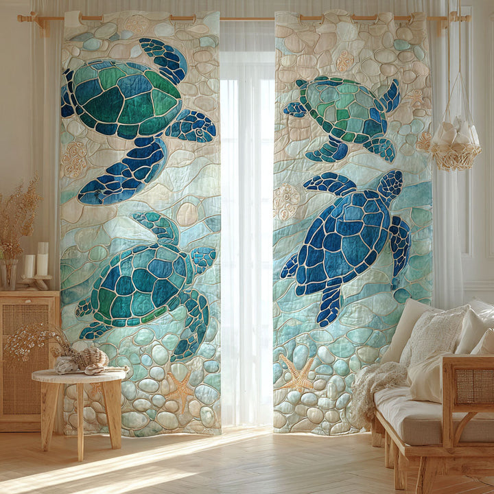 Cortinas Acolchadas de Tortugas de Piedra del Mar
