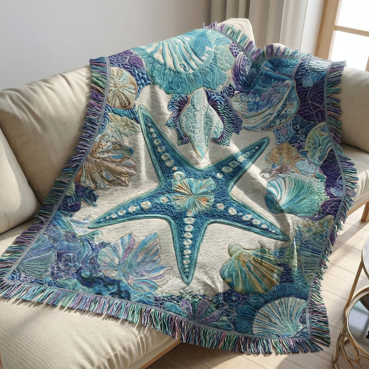 Manta Woven de Sinfonía de Conchas Marinas