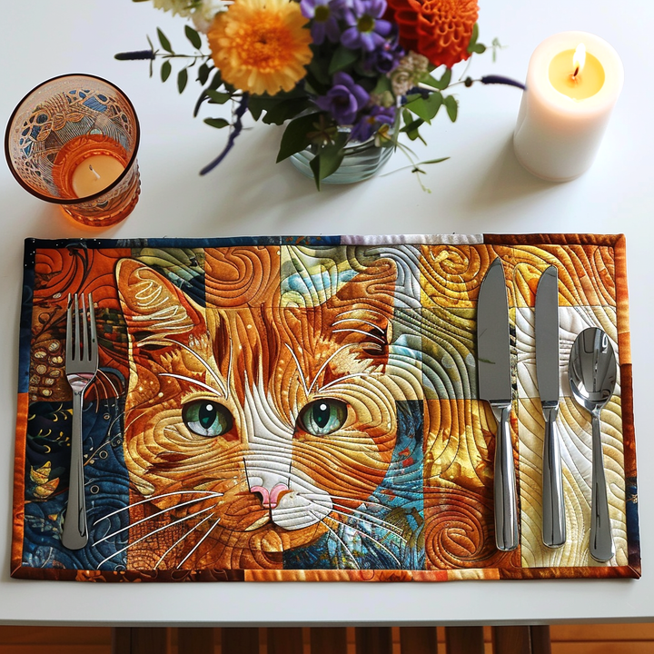 Mantel Individual Acolchado de Gato del Ciclo Estacional