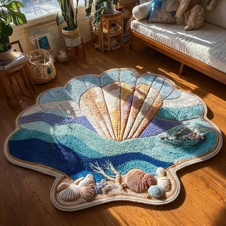 Alfombra de Área de Forma Personalizada con Conchas y Mareas