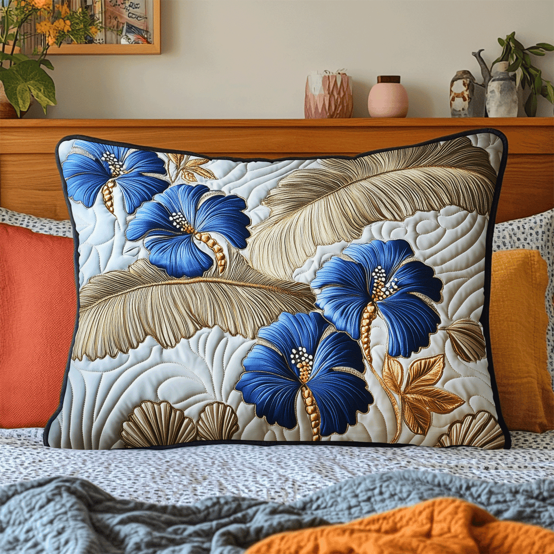 Funda de Almohada Acolchada Hibisco Plateado