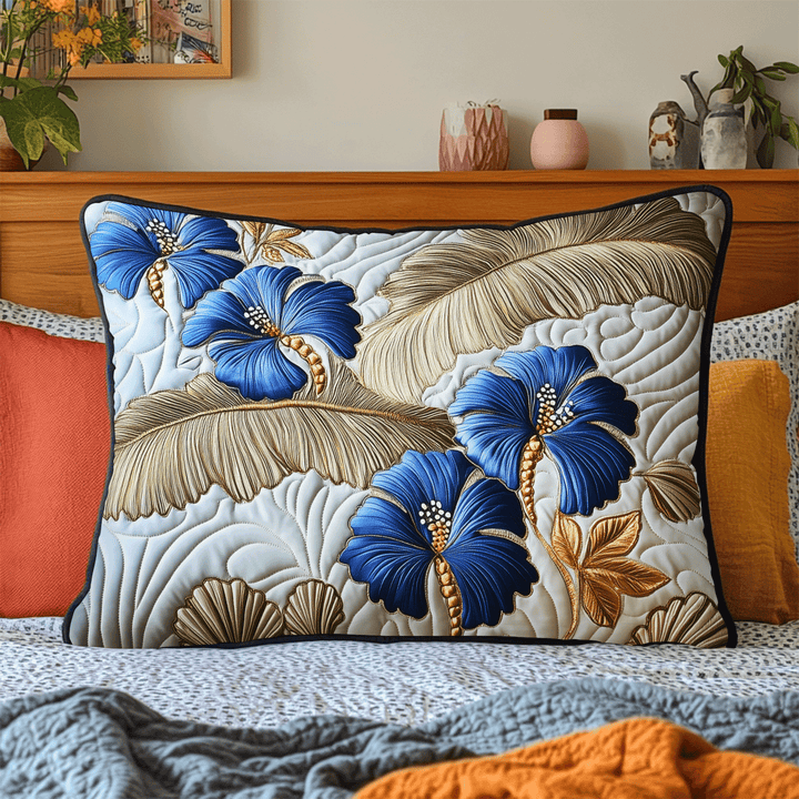 Funda de Almohada Acolchada Hibisco Plateado